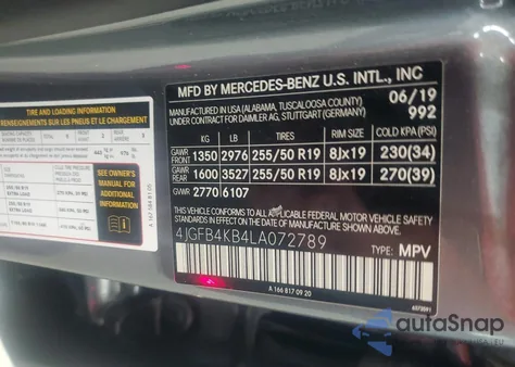 2020 Mercedes-Benz Gle 350 4Matic из США, поврежденный, VIN 4JGFB4KB4LA072789